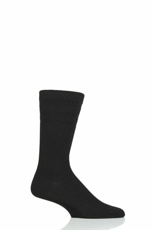3 Pair Mens Diabetic Socks Non Elastic Cotton Wide Socks Gentle Grip Black Socks image 1