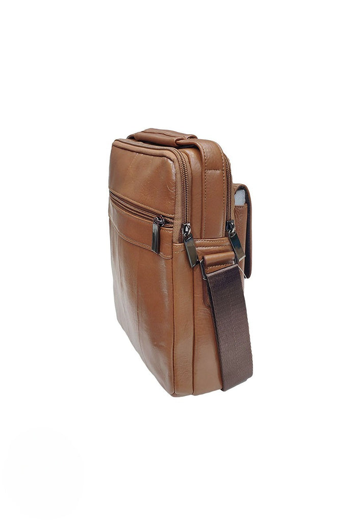 Men's Leather Shoulder Bag Handle Multi Pockets Stylish Outdoor Travel Bags image 5