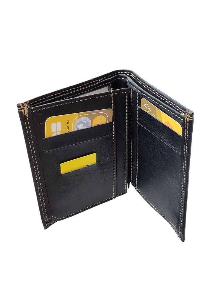 Junior Compact Wallet Small PVC Card Cash Holder Topstitched Seam Pattern Wallet image 1