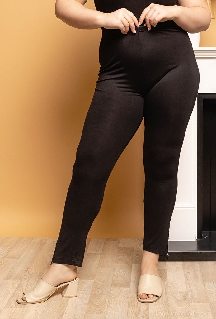 Plus Size Leggings With Embellished Ankles Large Size In Black Legging image 3