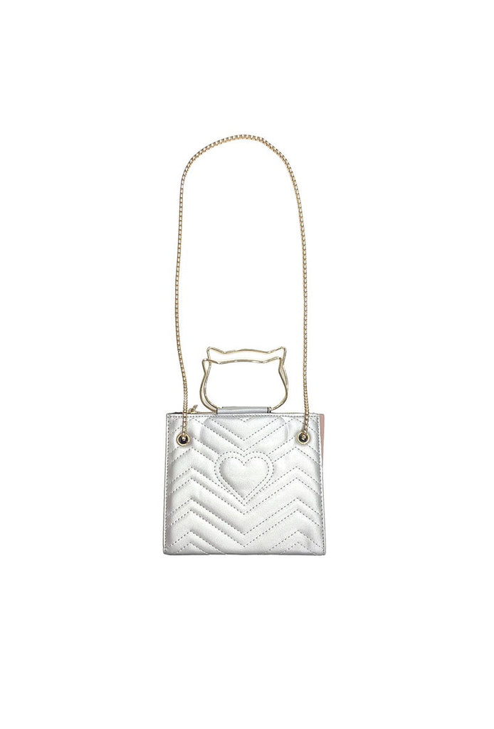 Women's Chain Handbag Pouch Chain Shoulder Strap Heart Embroidery Pattern Bags image 3