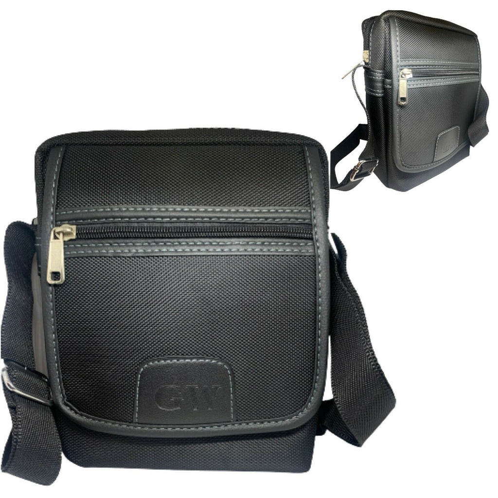 Men's Messenger Bag Big Waterproof Crossbody Shoulder Utility Travel Work Black image 0