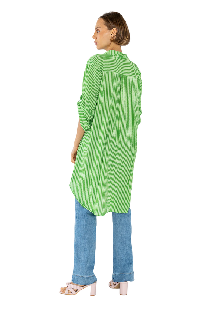 Ladies long shirt summer striped cotton womens shirt long oversized print shirt image 2