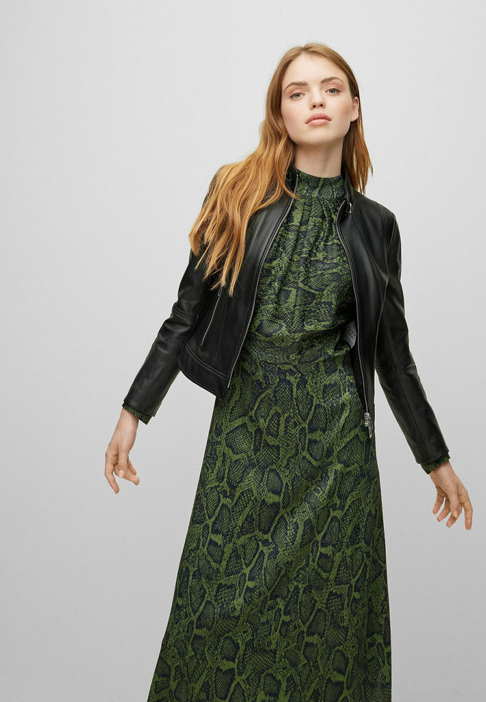 Ladies Real Leather Fitted Biker Jacket Casual Coat Black Winter Zipped Jacket image 5