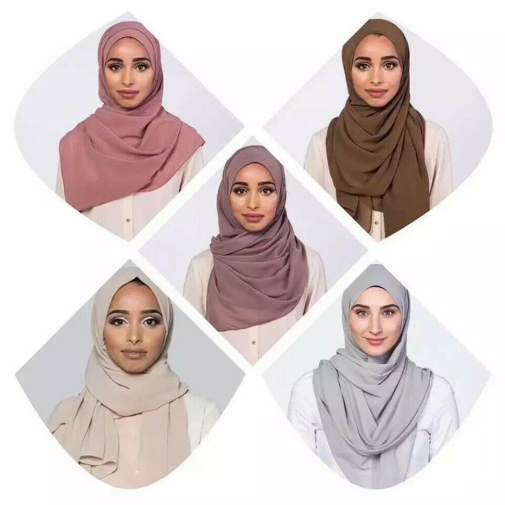 Women's Plain Chiffon Scarf Muslim Hijab Shawl Lightweight Scarves Head Wrap UK image 3