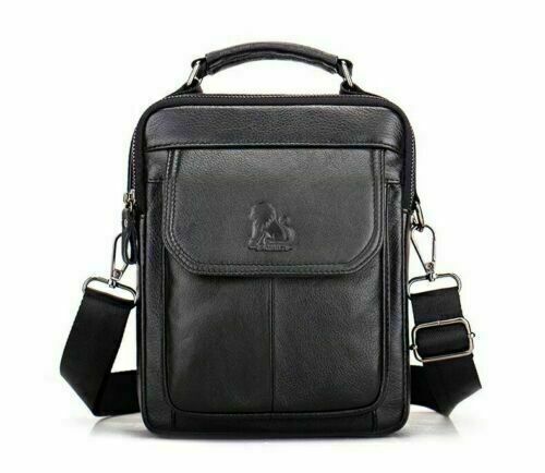 Real Leather Shoulder Messenger Bag Travel Utility Work Bag Satchel Body Bag image 1