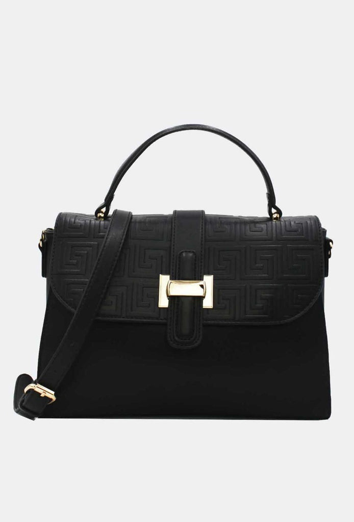 Ladies Leather Effect Handbag With Clasp Multi Pockets Stylish Comfortable Bag image 0