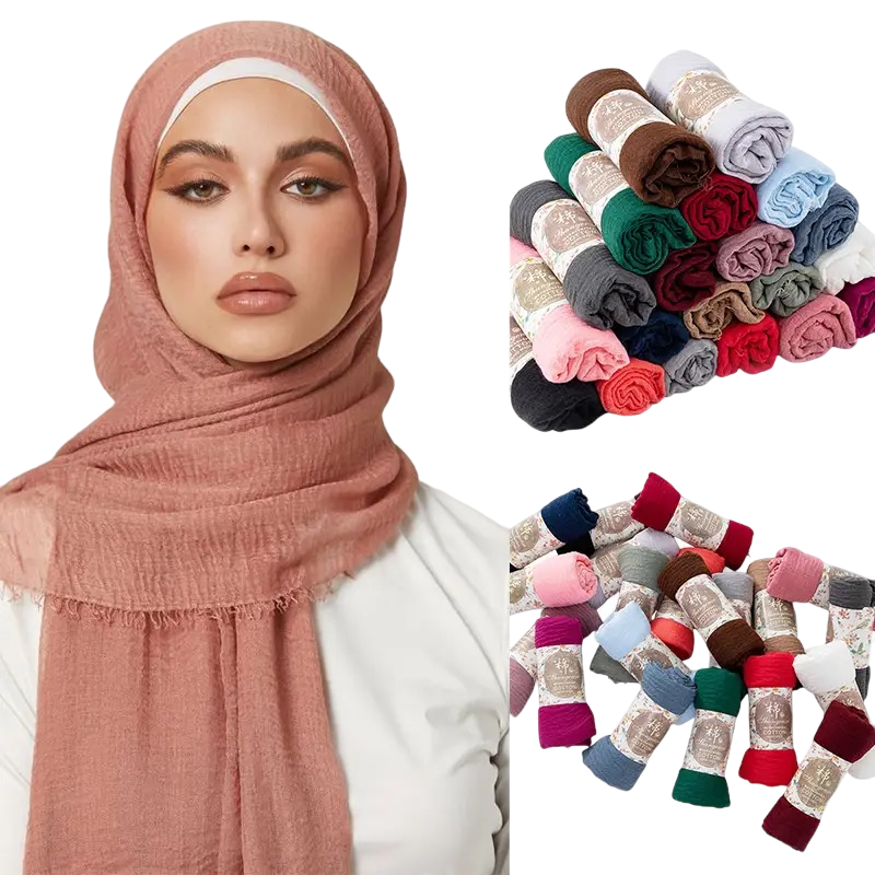 Womens Scarf Crinkle Hijab Ladies Shawl Scarf Plain Scarves Big Size Scarf Shawl image 0