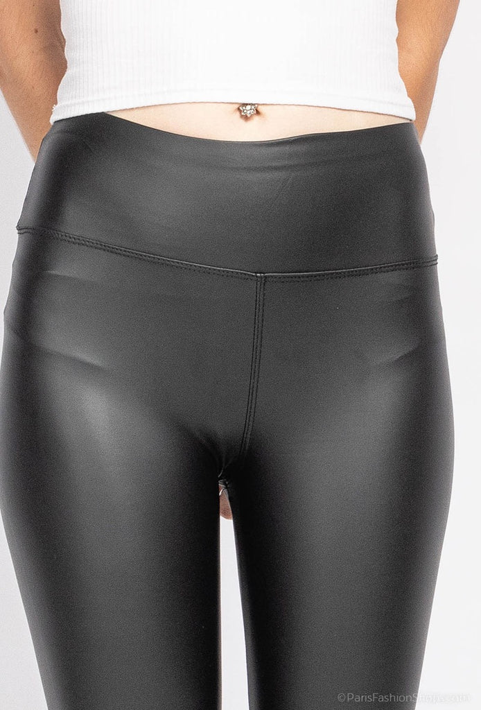 Womens High Waisted Leather Look Leggings Premium Quality Soft Shining Leggings image 2