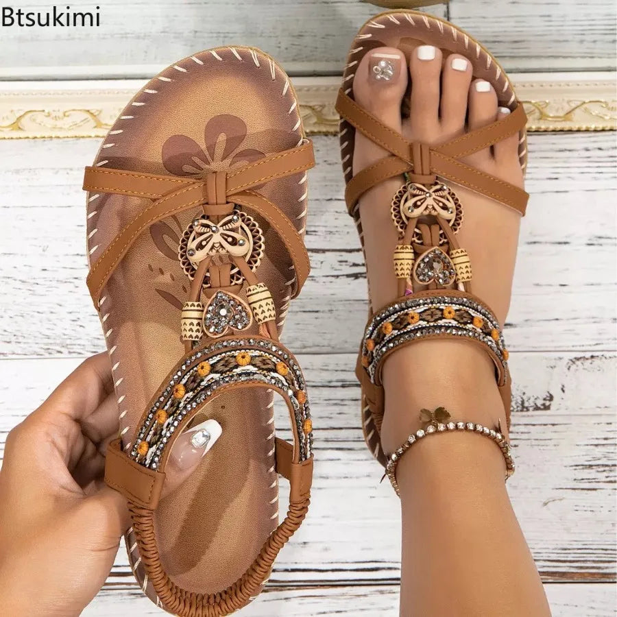 New Women's Sandals Bohemian Style Outdoor Soft Sole Beach Sandals Platform Lightweight Women Casual Shoes Flat Plus Size Sandal