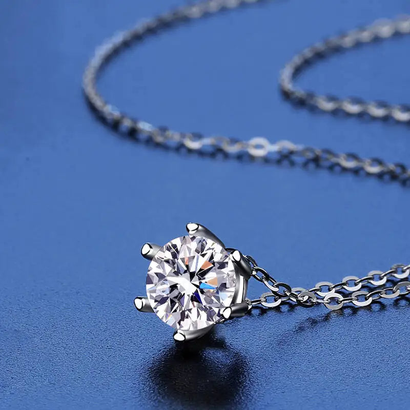 925 Silver Snowflake Six Prong Round Pendant Necklace Round Cut D VVS1 Multi Color Moissanite Jewelry For Women
