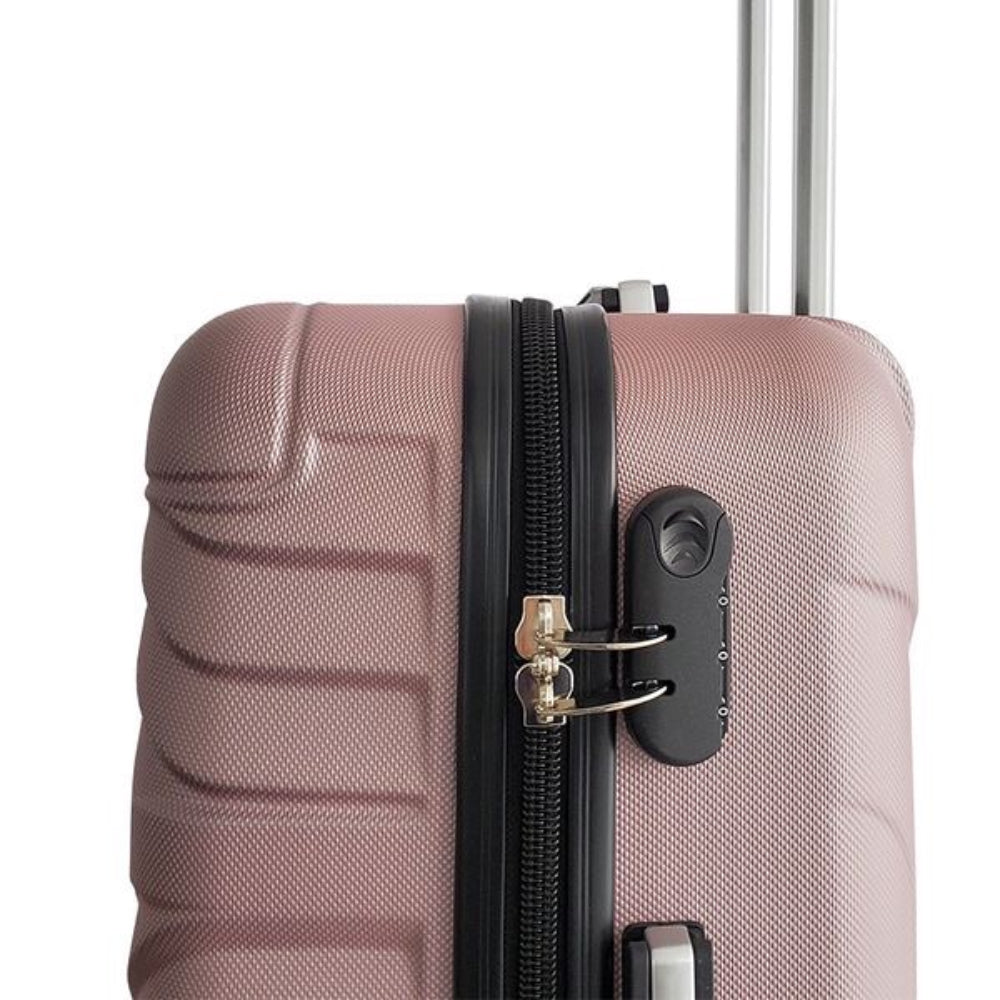 Set Of 3 ABS 4 Wheels Luggage Travel Trolley Holiday Suitcase Rose Gold Bags image 4