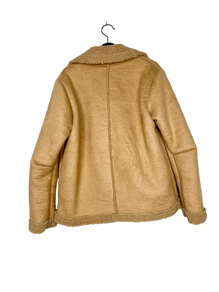 Women's Winter Coat With Pocket Fur Style Warm Sheepskin Effect Collar Jacket image 4