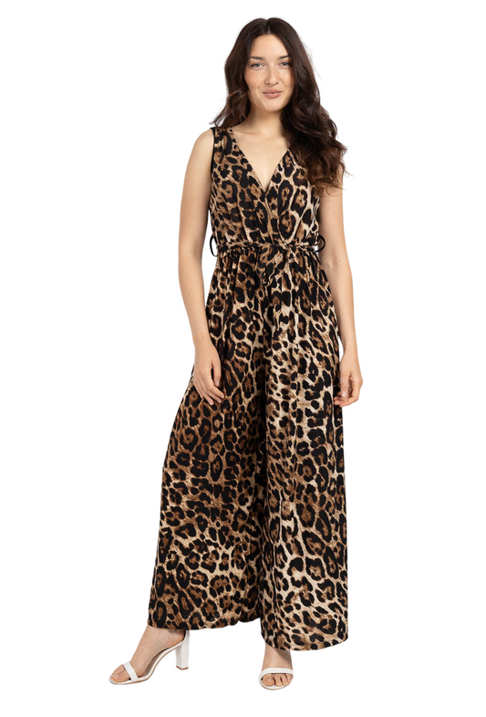 Women's Bodysuit Leopard Print Sleeveless Catsuit Leopard Cemi Pants Jumpsuit image 0
