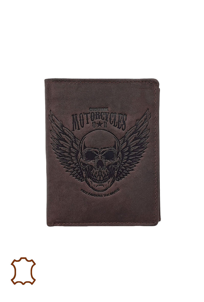 Men's Greased Leather Skull Design Wallet Comfortable Multi Pockets Wallets image 3