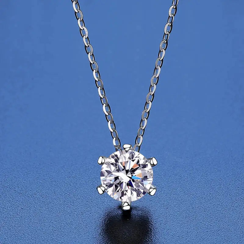925 Silver Snowflake Six Prong Round Pendant Necklace Round Cut D VVS1 Multi Color Moissanite Jewelry For Women