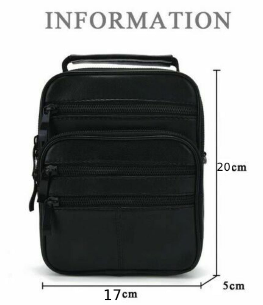 Unisex Leather Messenger Bag Cross Body Shoulder Utility Travel Work Bag Black image 3