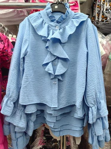Girls Blouse Shirt Children Top Frilled Shirt Ages 4-14 Party Blouse Top Dress image 1