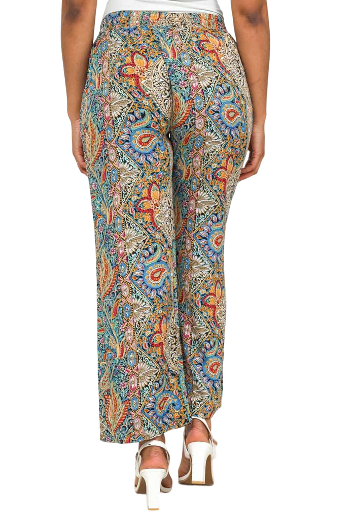 Ladies Women’s Trousers Palazzo Trousers Baggy Wide Leg Flared Pants Printed Pan image 4
