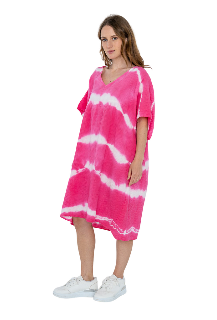 Ladies cotton dress Italian Soft Touch Tye Dye Womens short Sleeve Midi DRESS image 12