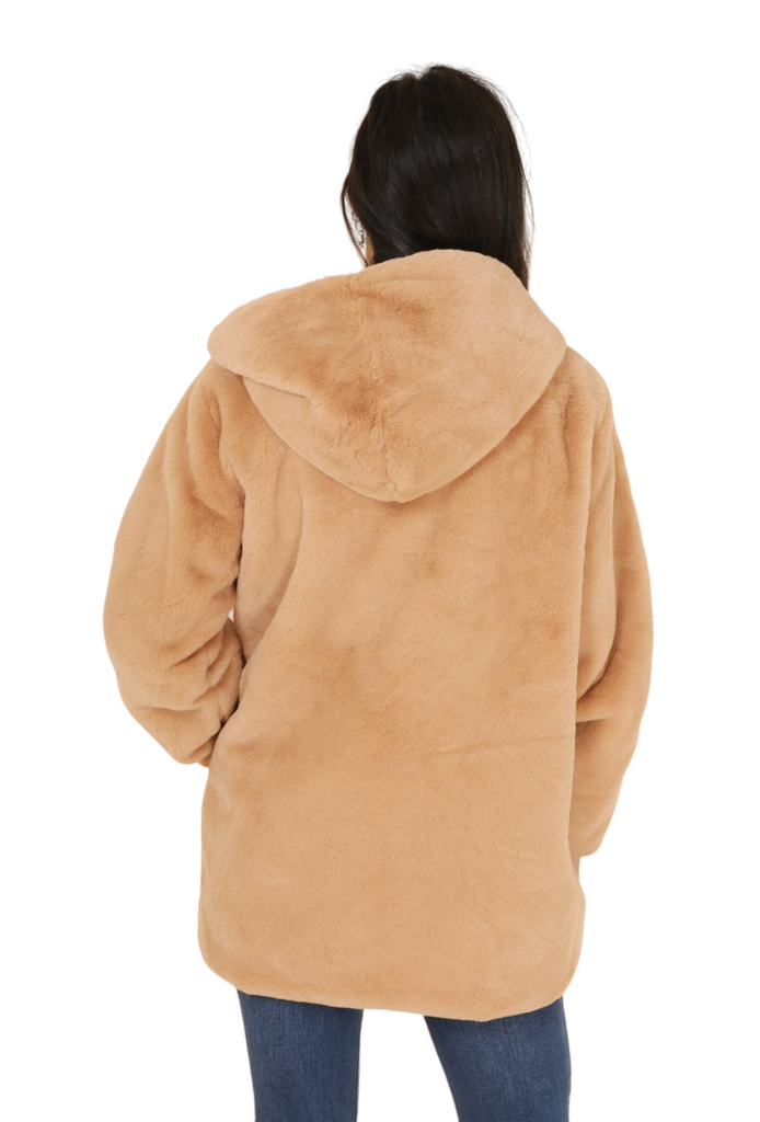 Women's Winter Long Faux Fur Coat With Hood Pocket Warm Stylish Coats image 2