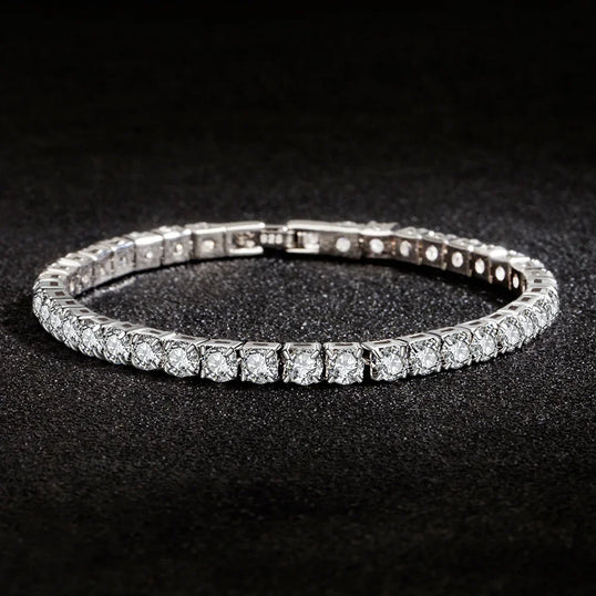 S925 Sterling Silver Bracelet Zirconia Tennis Ball Women Fashion Simple Engagement Wedding Charm Jewelry 4mm 16-20cm