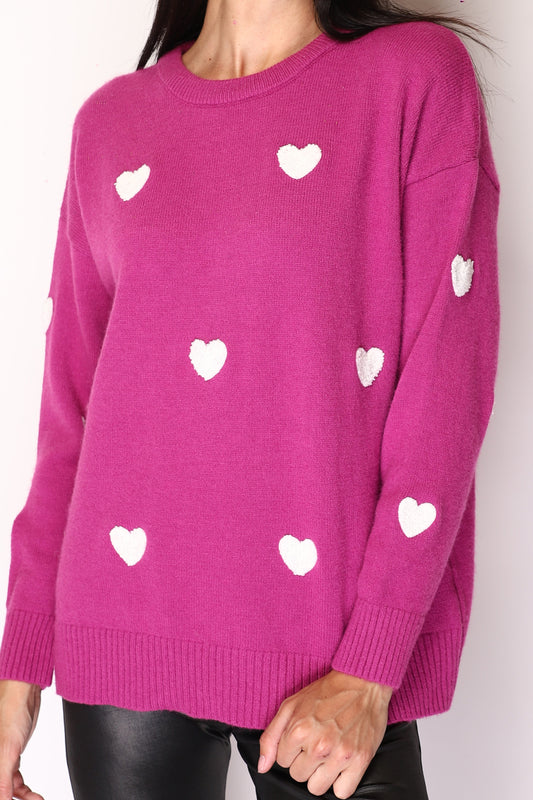 Women's Sweater Clouds Embroidered Hearts Comfortable Winter Warm Soft Jumpers image 1