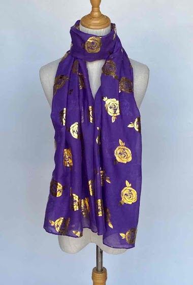 Scarf printed with gold roses Womens High Quality Wrap Ladies Stole Women's Scar image 5