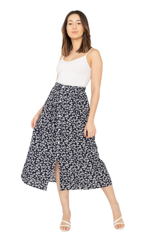 Ladies Floral Skirt Women Long Skirt elasticated skirt flared printed slit skirt image 8