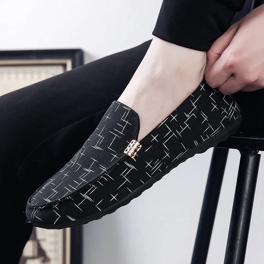 Men's Loafers Comfortable Canvas Casual Shoes for Men Slip-On Soft Driving Shoes Fashion Big Size Men Walking Shoes Flats