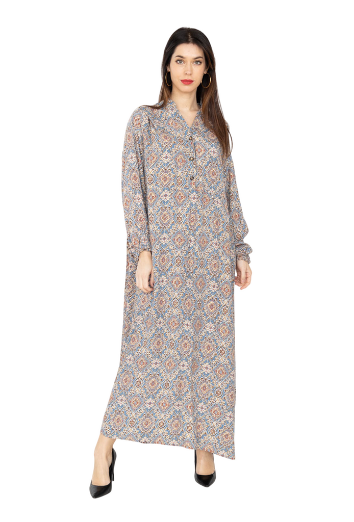 Ladies Long Dress Summer Holiday Casual Dress Maxi Long Shirt Long Sleeves Dress image 0