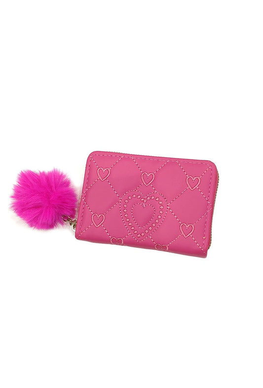 Women's Heart Zip Coin Purse Card Cash Coin Holder Multi Compartment Wallets image 0
