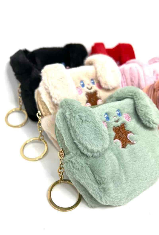 Pink Rabbit Coin Purse Girls Animal Shaped Change Wallet Ladies Kids image 1