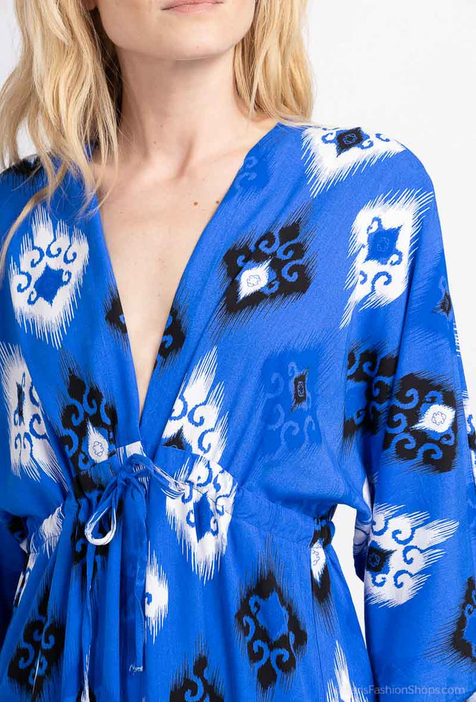 Ladies Kaftan Long Maxi Dress Summer Beach Holiday Printed Long Button Tie Dress image 5