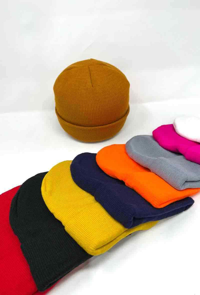 Beanie Unisex Plain Beanie Hat Winter Warm Cap Ladies Men Hat Ski Turn up Cap image 2
