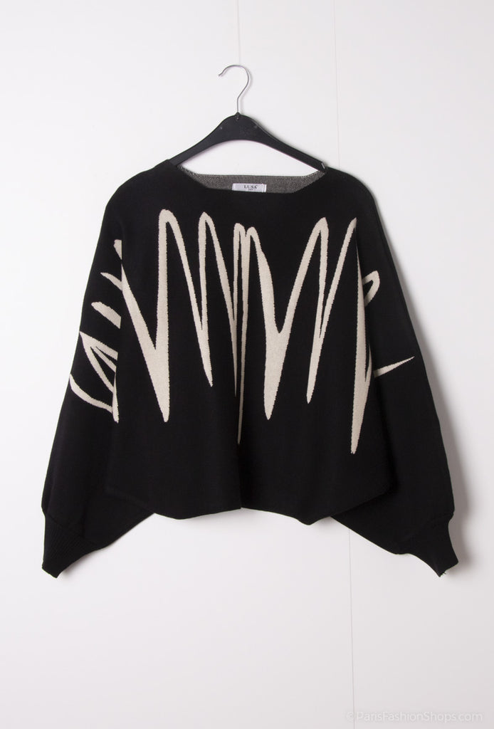 Women's Thick Sweater Abstract Print Original Cutout Pattern Stylish Jumper image 8
