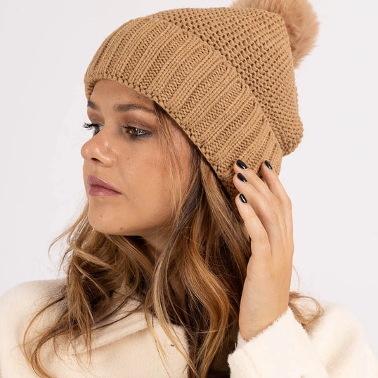 Fauxfur pompon cap Extra Warm - Large Hair Size - Unisex image 0