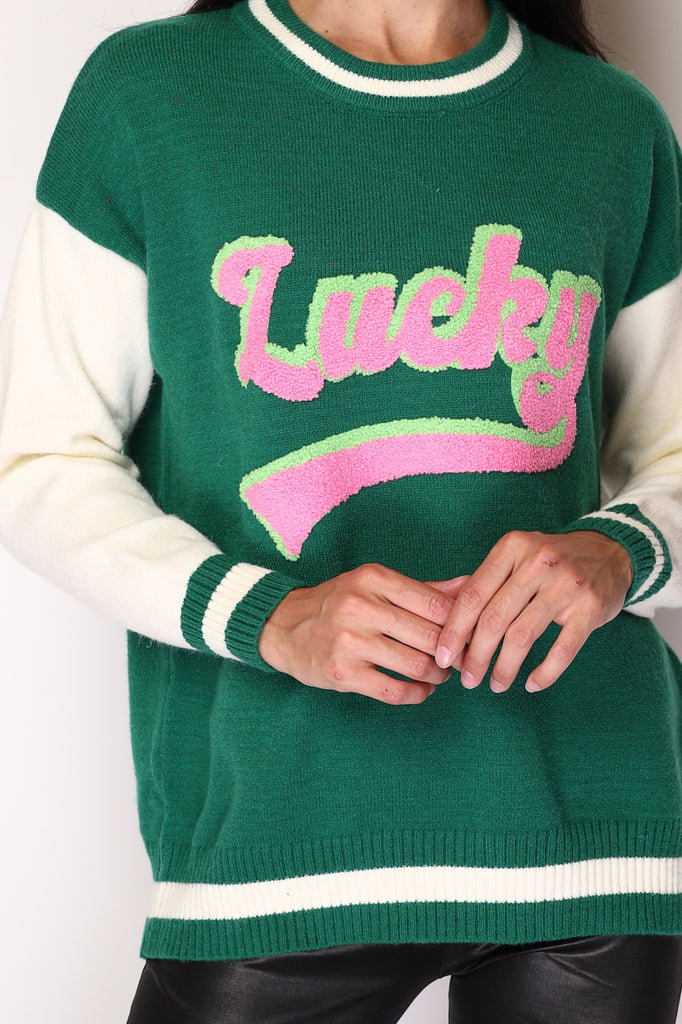 Women's Sweater American Jersey Effect "Lucky" Tufted Sweater Warm Winter Jersey image 1