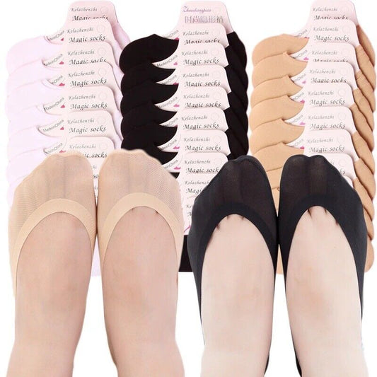 3 Pairs Of Women's Invisible Socks Shoe Liner Footsies Ballerina Black Socks image 0