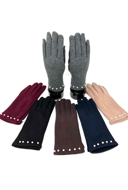 Womens Touch Screen Winter Gloves Fleece Thick Warm Comfy Soft Fur Pearl Gloves image 0