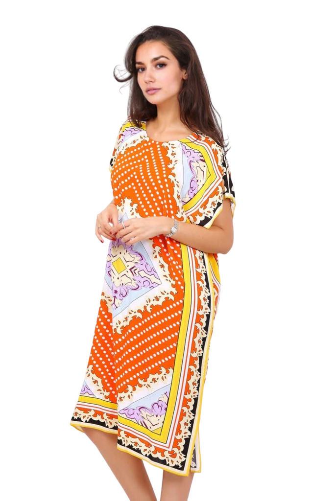 Ladies Cotton Dress Mid Length Dot Printed Party Stylish Dress image 9