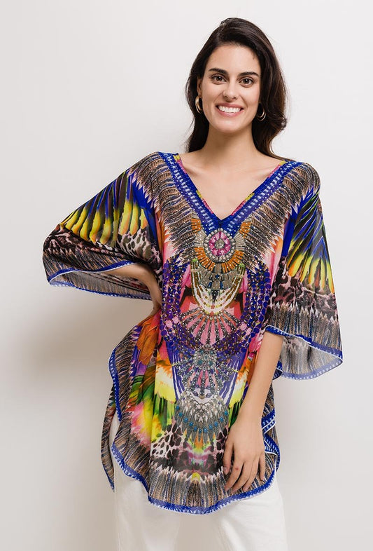 Ladies Loose Printed Top Fluid Top Light and Semi-transparent Beach Top image 0