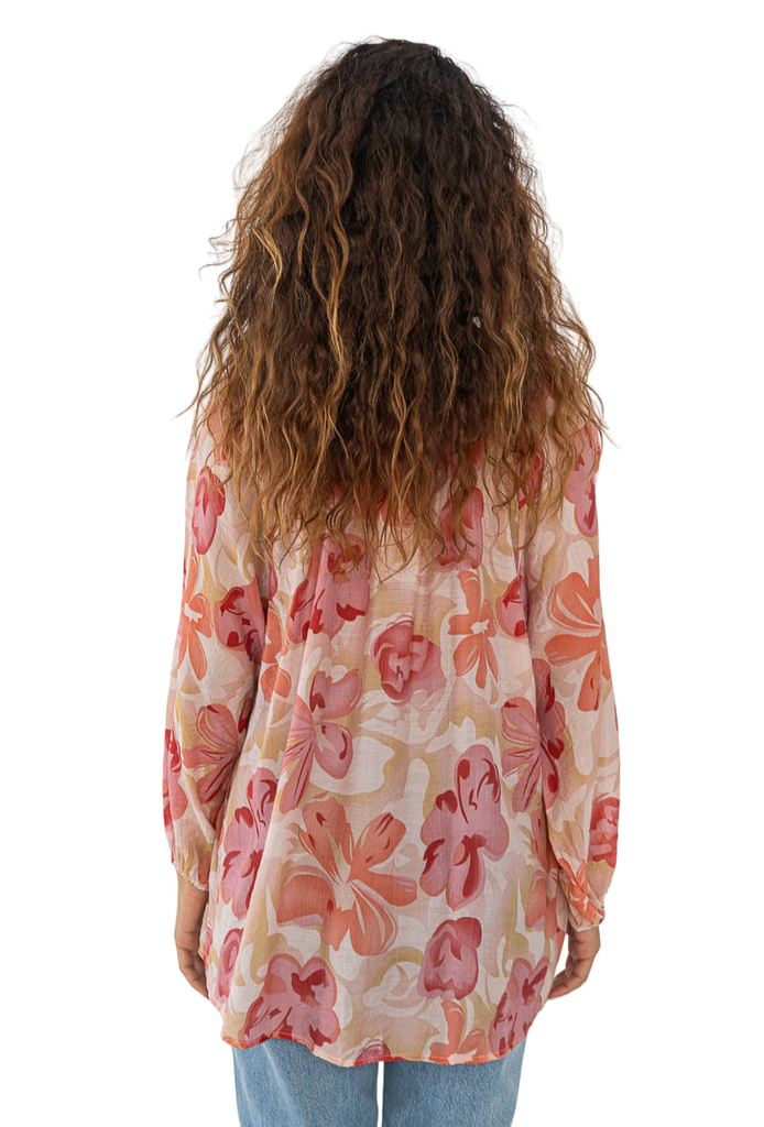 Ladies Summer Top Lightweight Linen Material Tunic Floral Top image 3