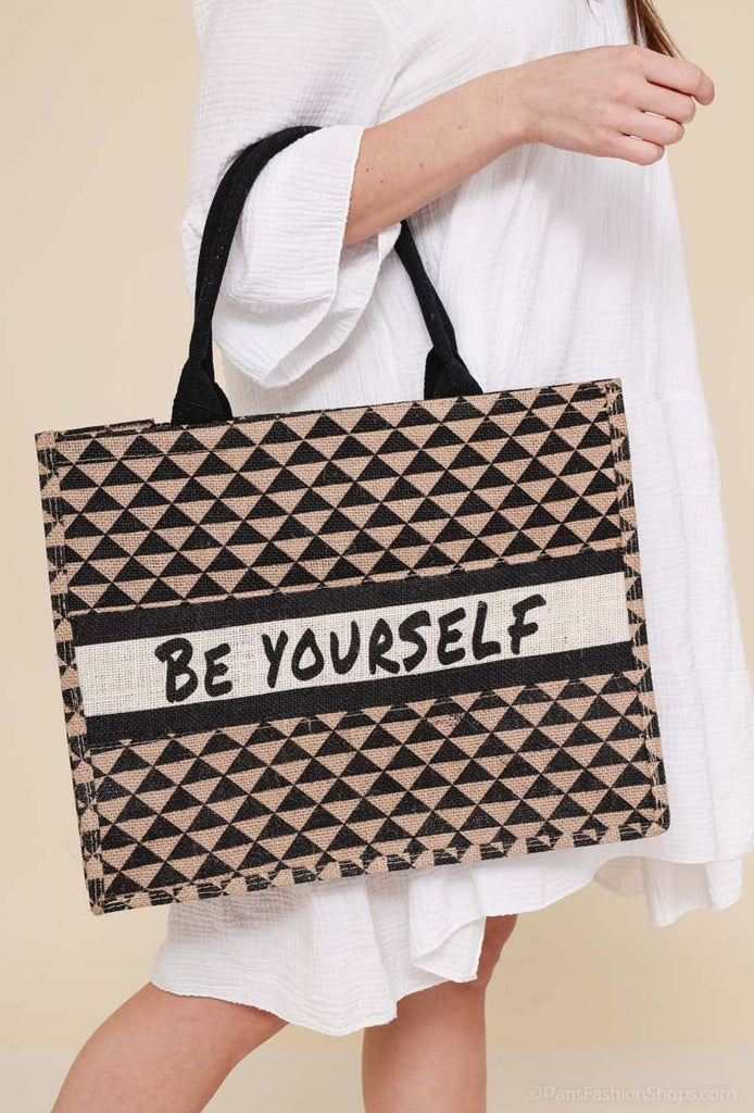 Women's Bag Black Symbole Triangle Pattern Printed Bag In Different Two Colours image 0