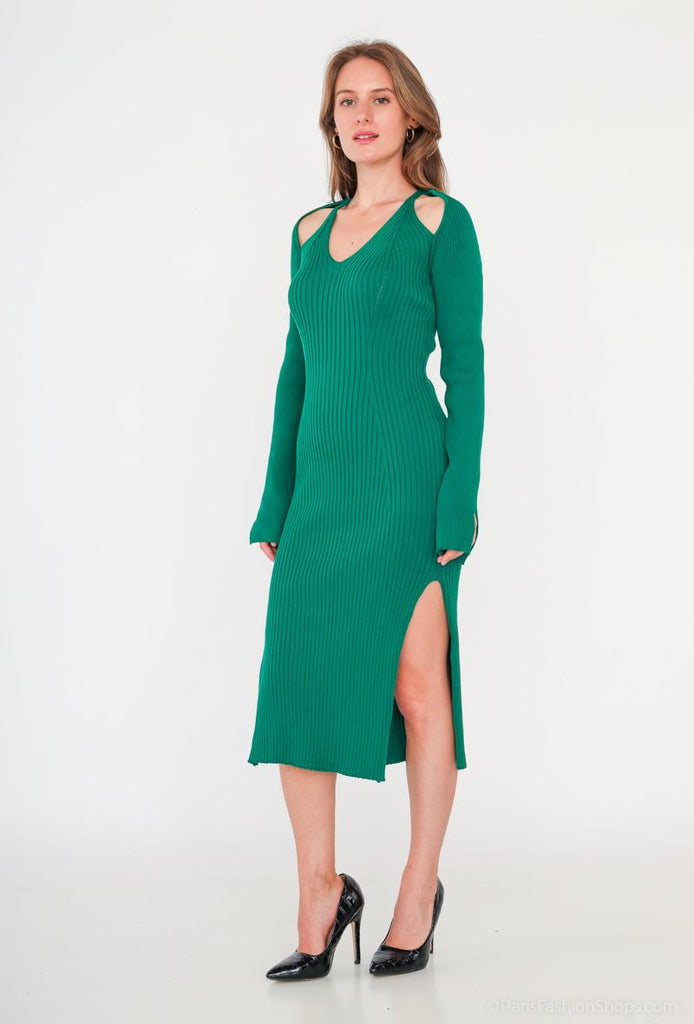 Women's Plain Ribbed Dress Open Shoulders Stylish Outdoor Party Dresses image 5