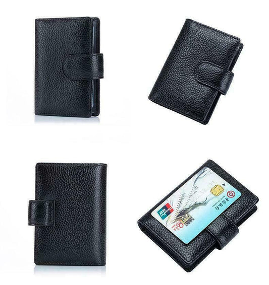 Leather Card Holder Credit Card Photo I.D Holder Wallet Purse Pouch 10 Inserts image 0