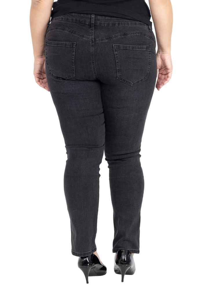 Women’s Big Size Gray Push Up Straight Cut Jeans Plus Size Pants Jeans Trousers image 3