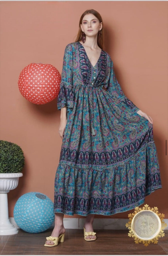Women's Floral Printed Dress Stylish Outdoor Travel Party Long Dress image 0