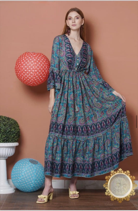 Women's Floral Printed Dress Stylish Outdoor Travel Party Long Dress image 0