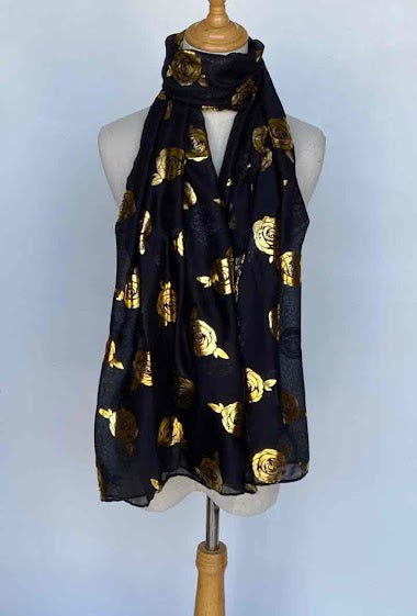 Scarf printed with gold roses Womens High Quality Wrap Ladies Stole Women's Scar image 1